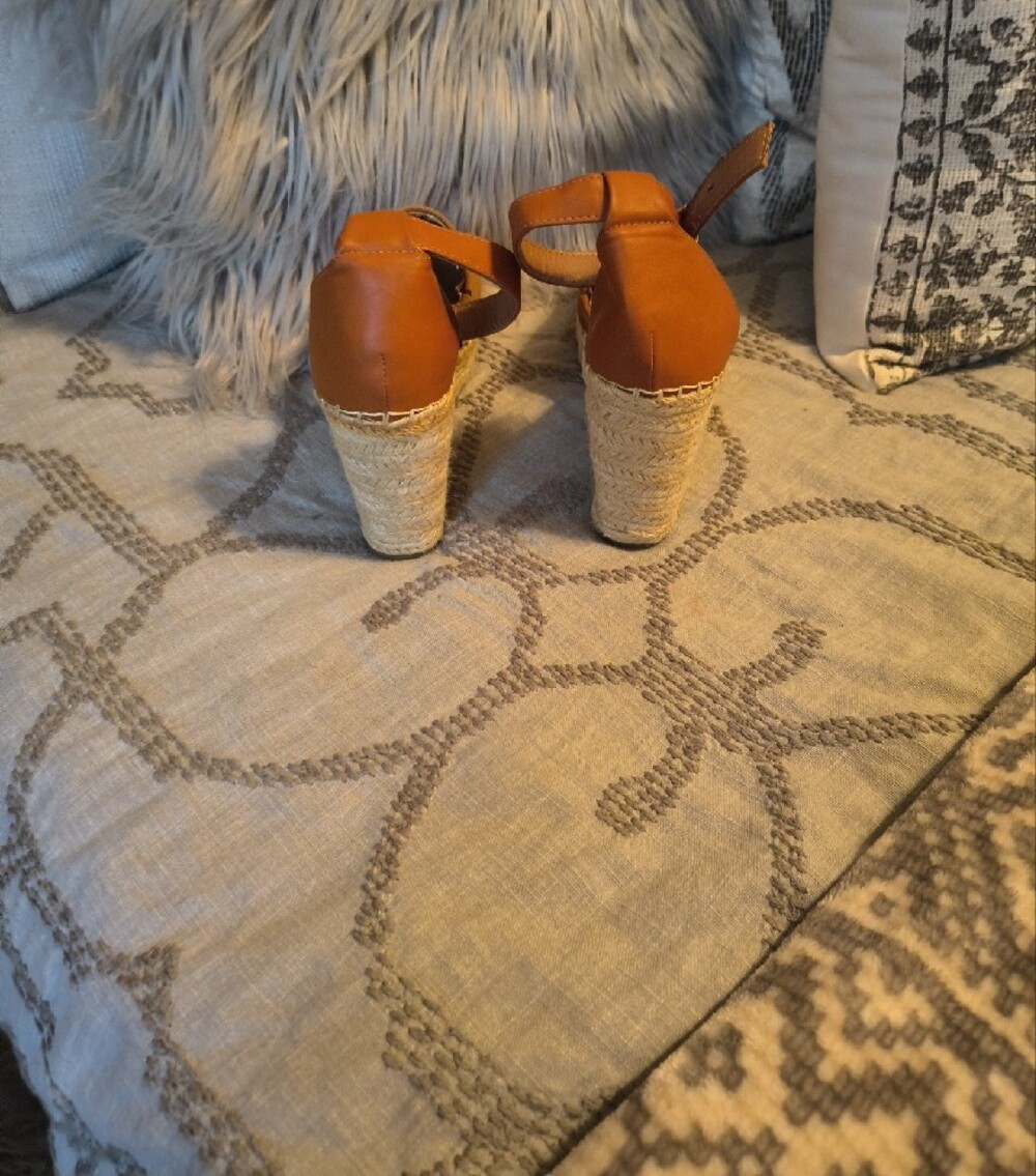 Steve Madden Copper Suede Espadrille Wedge Sandals with Ankle Strap - Picture 6 of 16